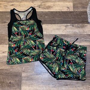 Tropical Print Tank Top and Shorts Set